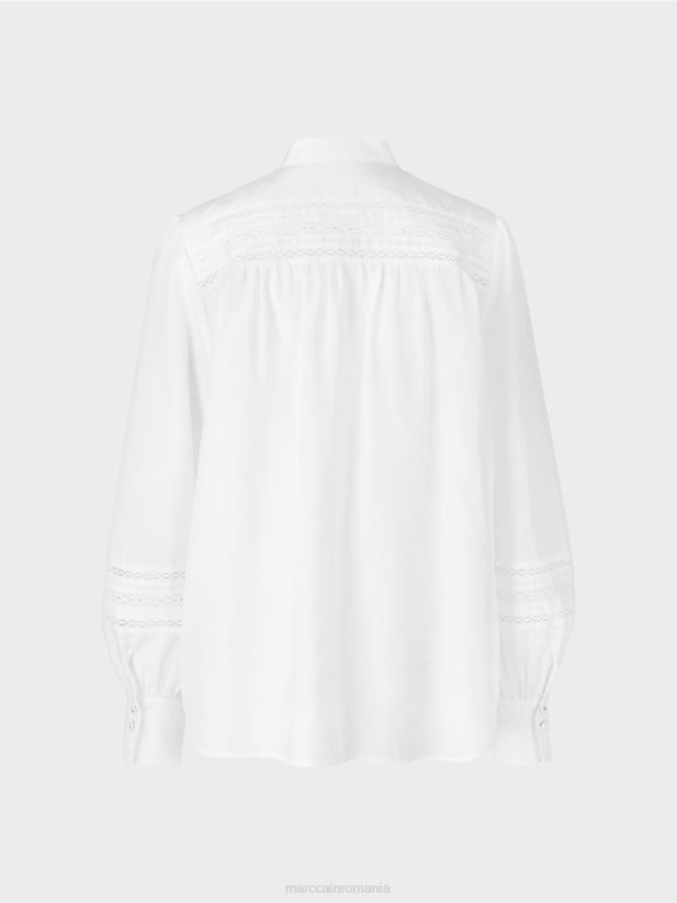 bluză cu margine din dantelă Marc Cain alb îmbrăcăminte 4826HH958
