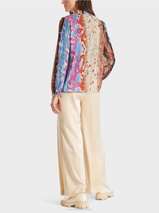 bluză cu mix de imprimeuri Marc Cain cer întunecat de vară îmbrăcăminte 4826HH864