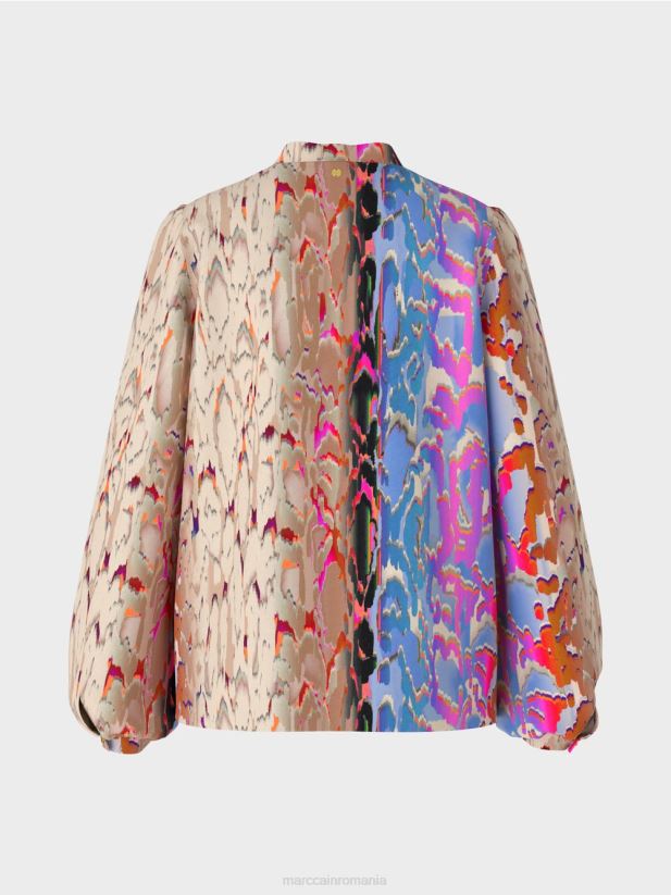 bluză cu mix de imprimeuri Marc Cain cer întunecat de vară îmbrăcăminte 4826HH864