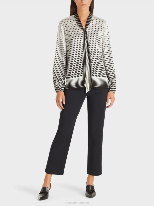 bluză cu mix de modele Marc Cain roz pur nou îmbrăcăminte 4826HH996