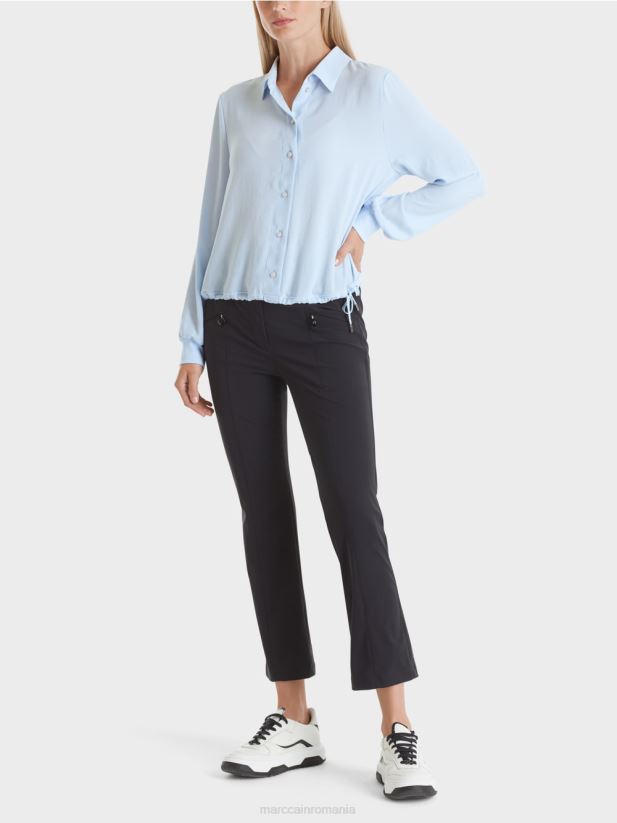 bluză cu șnur Marc Cain albastru pudra moale îmbrăcăminte 4826HH865