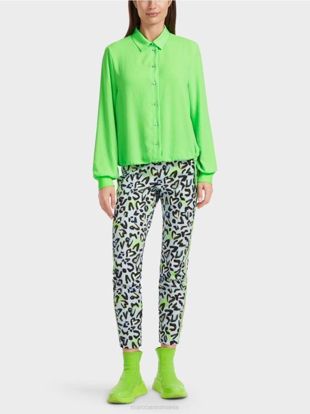 bluză cu șnur Marc Cain verde strălucitor șocant îmbrăcăminte 4826HH875