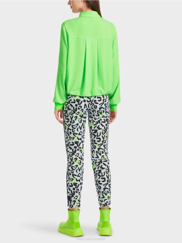 bluză cu șnur Marc Cain verde strălucitor șocant îmbrăcăminte 4826HH875