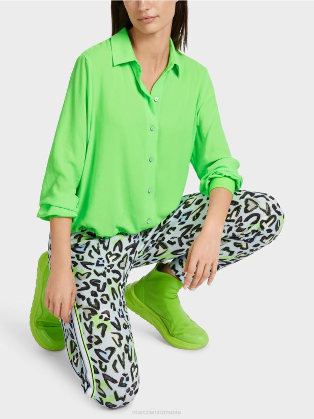 bluză cu șnur Marc Cain verde strălucitor șocant îmbrăcăminte 4826HH875