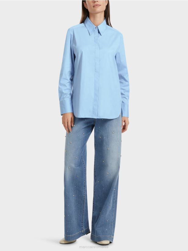 bluză cu spatele prelungit Marc Cain cer întunecat de vară îmbrăcăminte 4826HH857