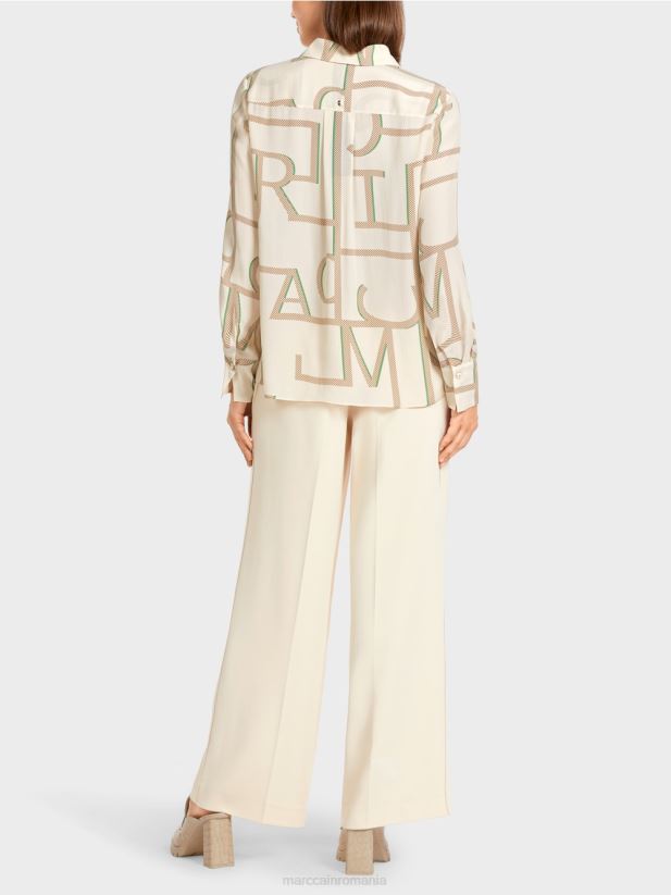 bluză cu un design cu litere mc Marc Cain cremă îmbrăcăminte 4826HH999