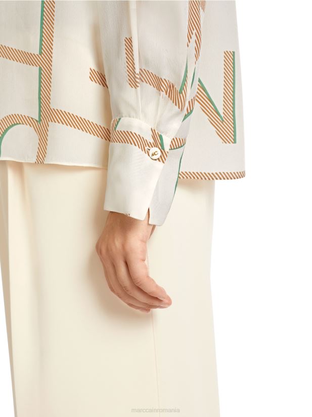 bluză cu un design cu litere mc Marc Cain cremă îmbrăcăminte 4826HH999