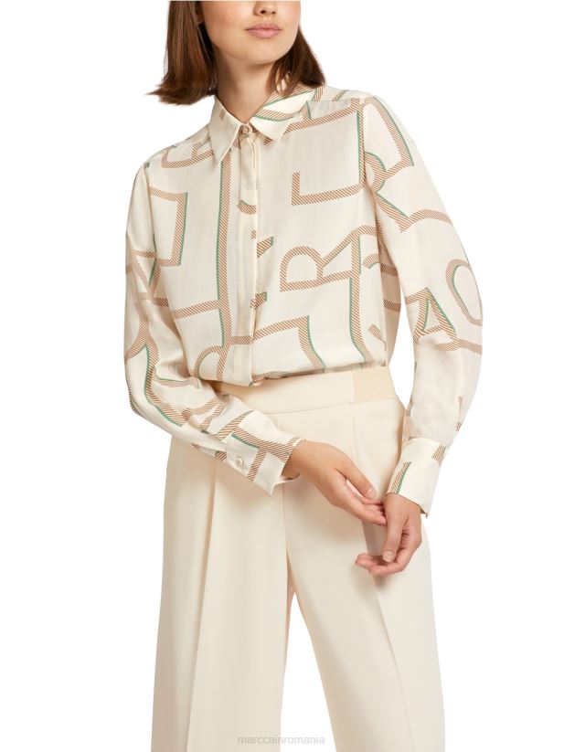 bluză cu un design cu litere mc Marc Cain cremă îmbrăcăminte 4826HH999