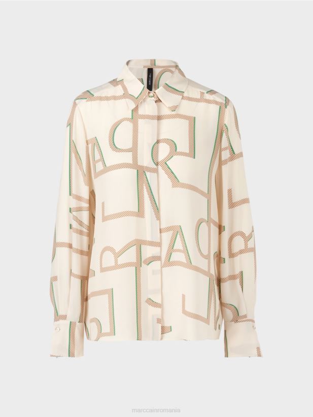 bluză cu un design cu litere mc Marc Cain cremă îmbrăcăminte 4826HH999