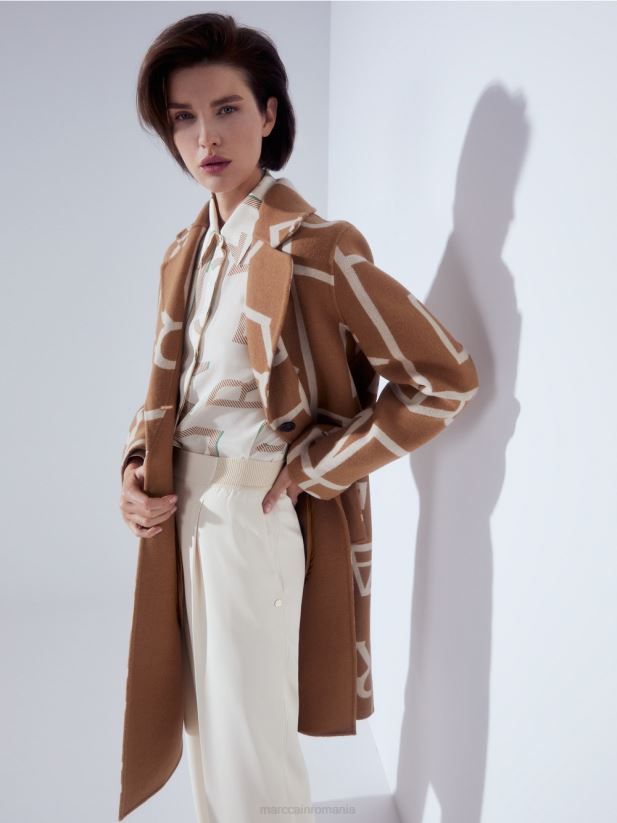 bluză cu un design cu litere mc Marc Cain cremă îmbrăcăminte 4826HH999