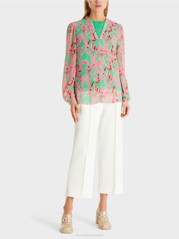 bluză curgătoare Marc Cain jad strălucitor îmbrăcăminte 4826HH974