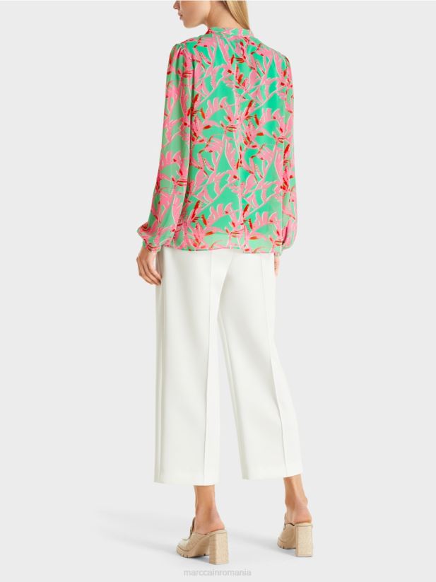 bluză curgătoare Marc Cain jad strălucitor îmbrăcăminte 4826HH974