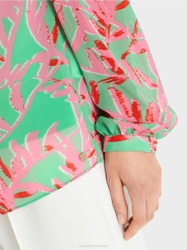 bluză curgătoare Marc Cain jad strălucitor îmbrăcăminte 4826HH974