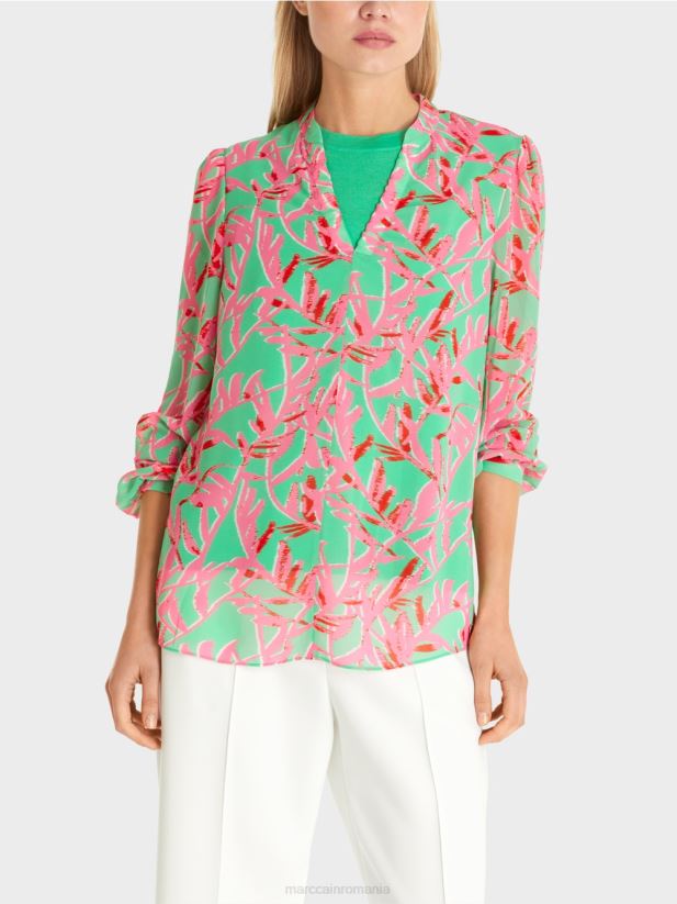 bluză curgătoare Marc Cain jad strălucitor îmbrăcăminte 4826HH974