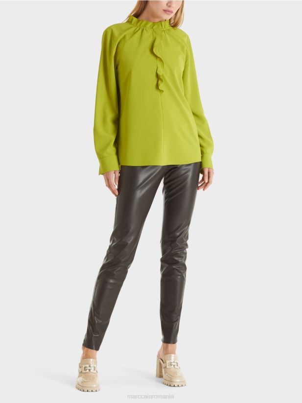 bluză curgătoare Marc Cain verde măsliniu strălucitor îmbrăcăminte 4826HH901