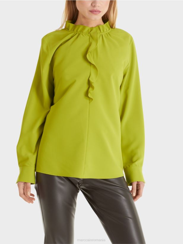 bluză curgătoare Marc Cain verde măsliniu strălucitor îmbrăcăminte 4826HH901