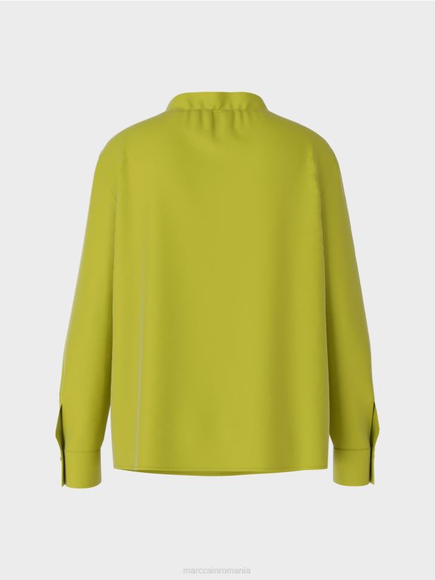 bluză curgătoare Marc Cain verde măsliniu strălucitor îmbrăcăminte 4826HH901