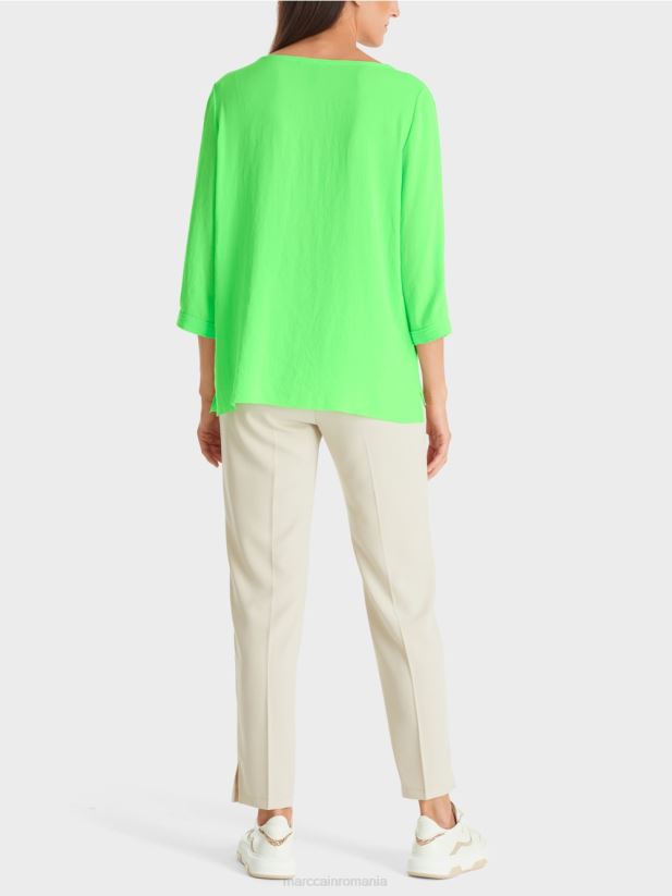 bluză curgătoare Marc Cain verde strălucitor șocant îmbrăcăminte 4826HH873