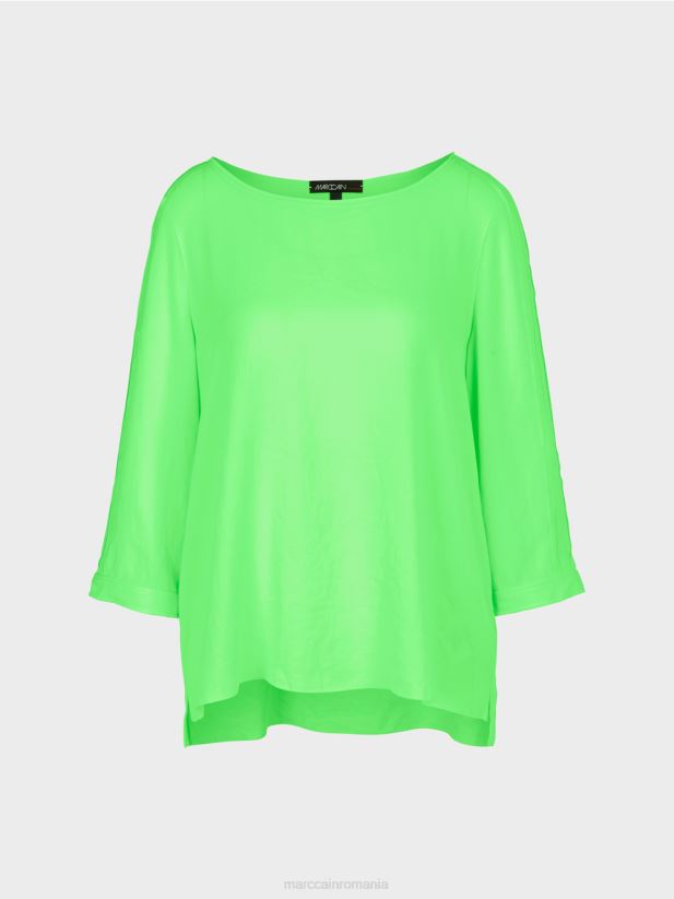 bluză curgătoare Marc Cain verde strălucitor șocant îmbrăcăminte 4826HH873