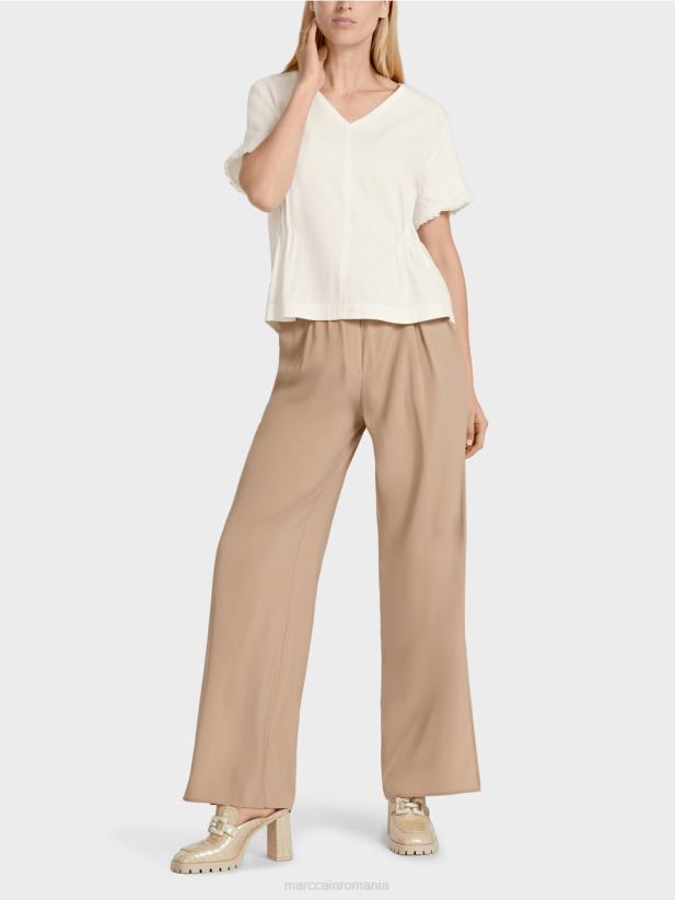 bluză de in montată Marc Cain aproape alb îmbrăcăminte 4826HH954