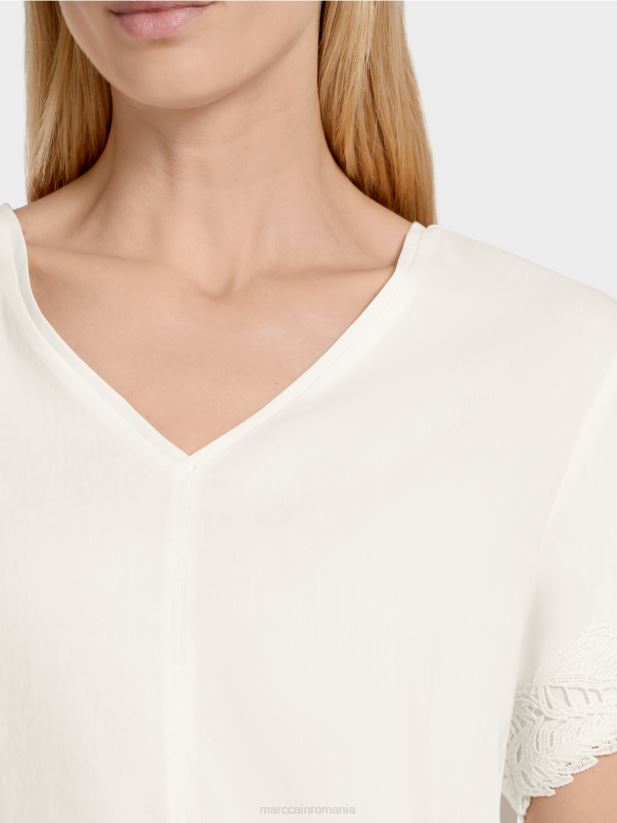 bluză de in montată Marc Cain aproape alb îmbrăcăminte 4826HH954