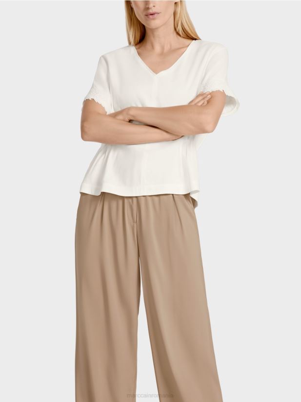 bluză de in montată Marc Cain aproape alb îmbrăcăminte 4826HH954