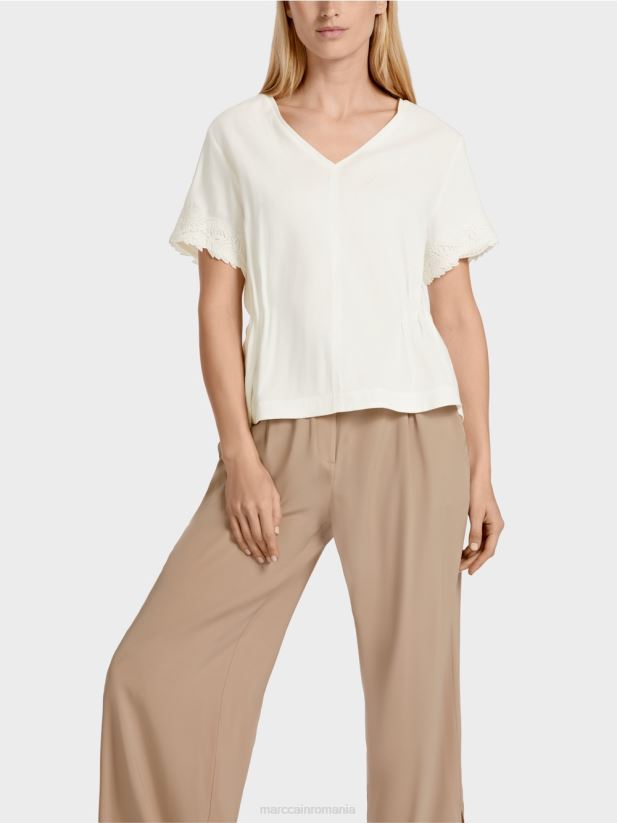 bluză de in montată Marc Cain aproape alb îmbrăcăminte 4826HH954