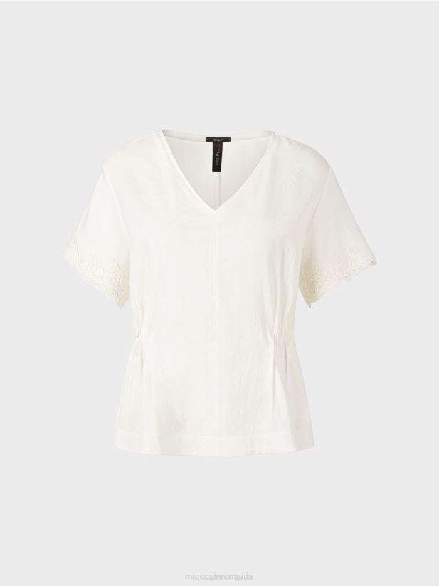 bluză de in montată Marc Cain aproape alb îmbrăcăminte 4826HH954