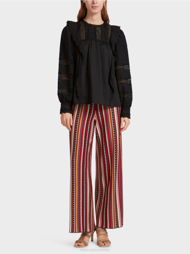 bluză de inspirație etnică Marc Cain negru îmbrăcăminte 4826HH908