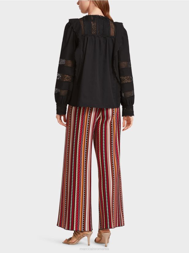 bluză de inspirație etnică Marc Cain negru îmbrăcăminte 4826HH908