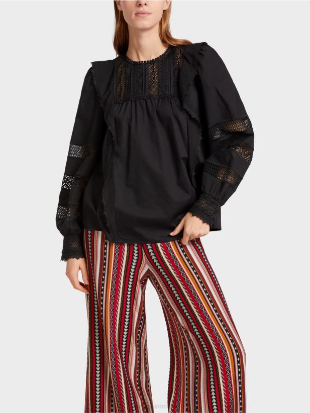 bluză de inspirație etnică Marc Cain negru îmbrăcăminte 4826HH908