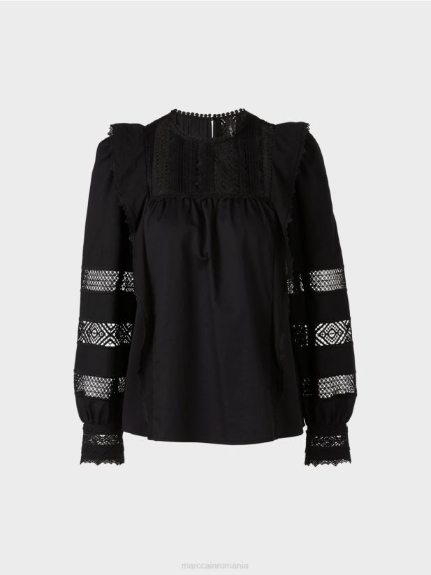 bluză de inspirație etnică Marc Cain negru îmbrăcăminte 4826HH908