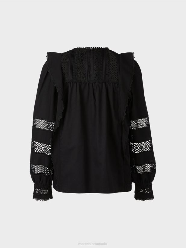 bluză de inspirație etnică Marc Cain negru îmbrăcăminte 4826HH908