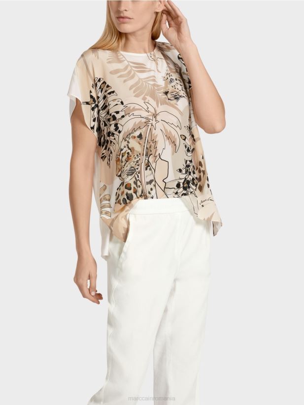 bluză de mătase fără mâneci Marc Cain aproape alb îmbrăcăminte 4826HH945