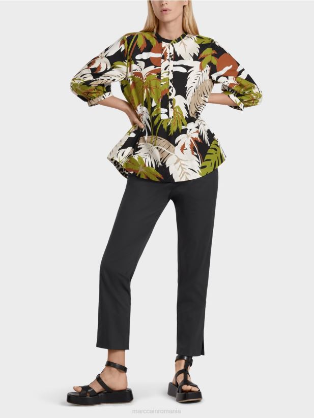 bluză din bumbac cu linie A Marc Cain verde oliv intens îmbrăcăminte 4826HH944