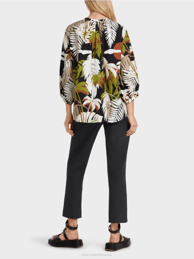 bluză din bumbac cu linie A Marc Cain verde oliv intens îmbrăcăminte 4826HH944