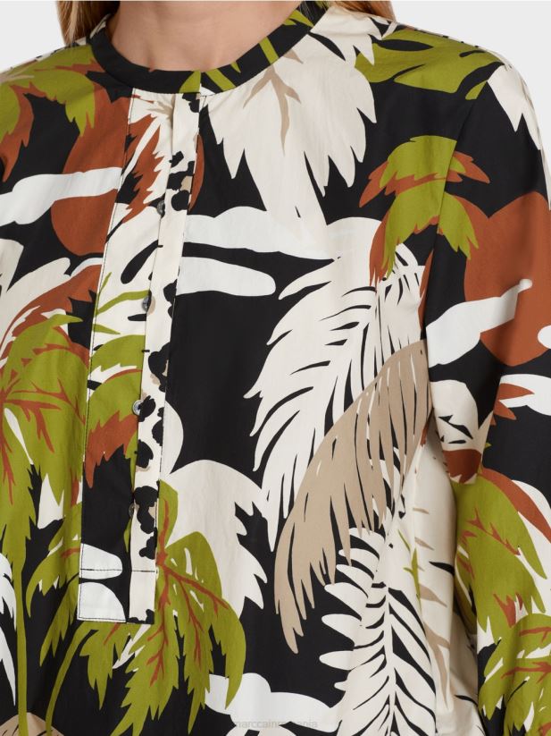 bluză din bumbac cu linie A Marc Cain verde oliv intens îmbrăcăminte 4826HH944