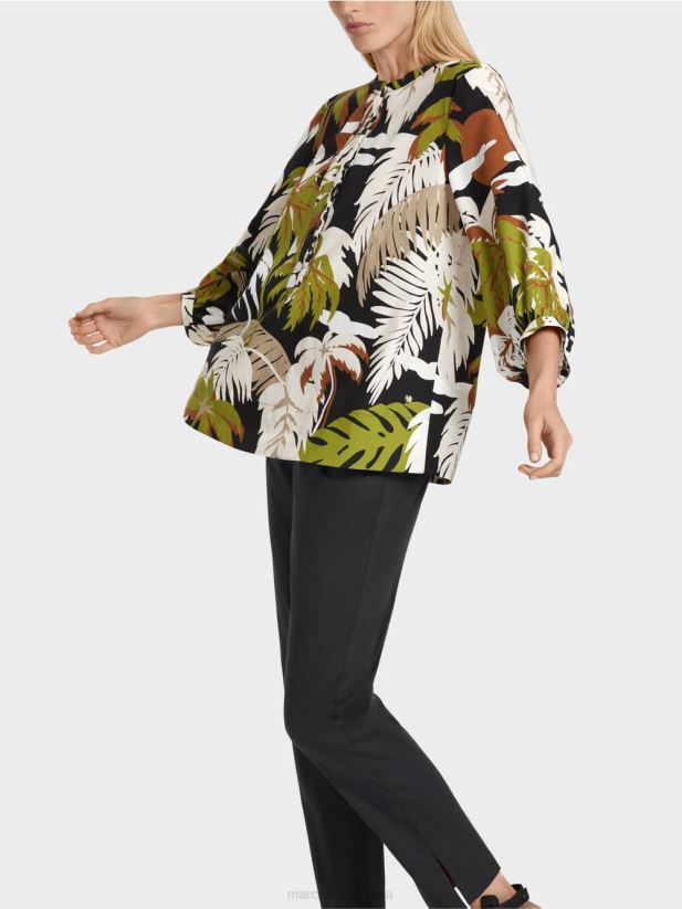 bluză din bumbac cu linie A Marc Cain verde oliv intens îmbrăcăminte 4826HH944