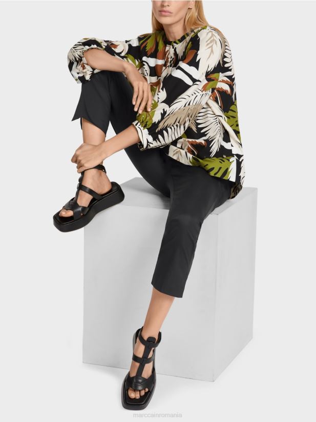 bluză din bumbac cu linie A Marc Cain verde oliv intens îmbrăcăminte 4826HH944