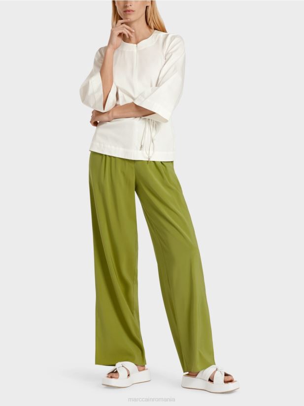 bluză din bumbac cu mâneci lungi Marc Cain aproape alb îmbrăcăminte 4826HH946