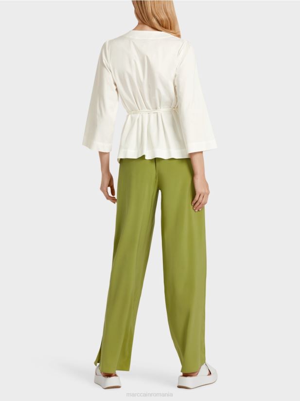 bluză din bumbac cu mâneci lungi Marc Cain aproape alb îmbrăcăminte 4826HH946