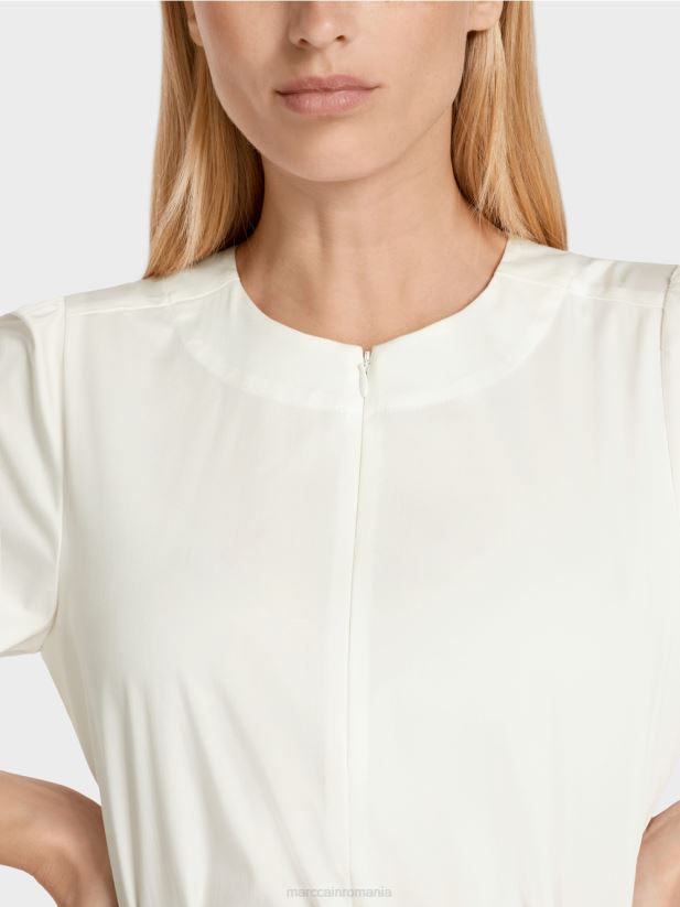 bluză din bumbac cu mâneci lungi Marc Cain aproape alb îmbrăcăminte 4826HH946