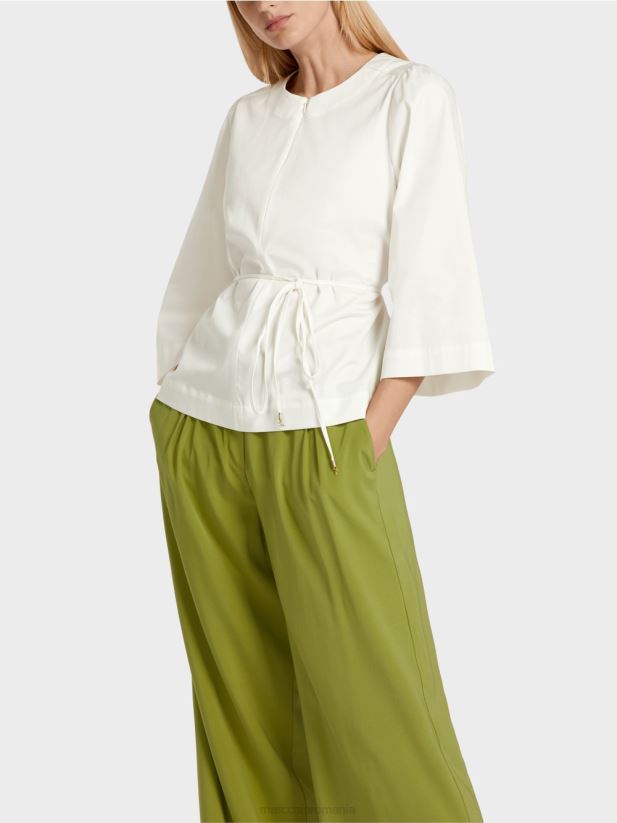 bluză din bumbac cu mâneci lungi Marc Cain aproape alb îmbrăcăminte 4826HH946