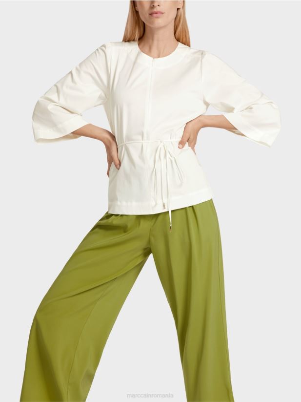 bluză din bumbac cu mâneci lungi Marc Cain aproape alb îmbrăcăminte 4826HH946