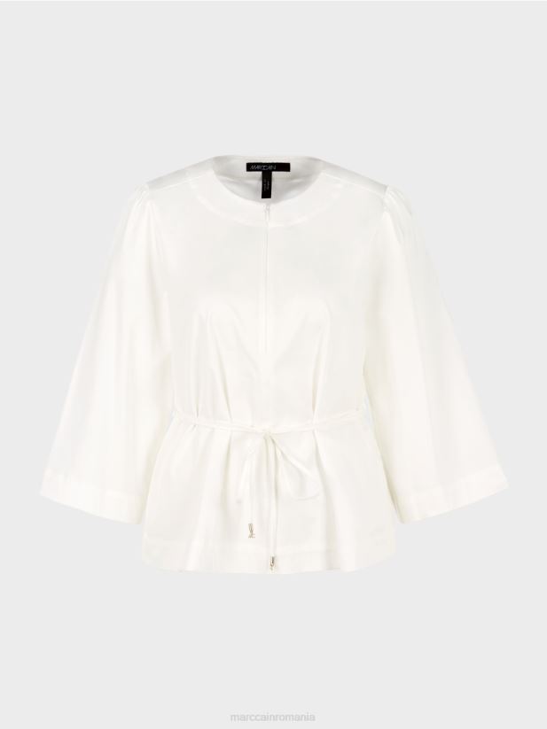 bluză din bumbac cu mâneci lungi Marc Cain aproape alb îmbrăcăminte 4826HH946