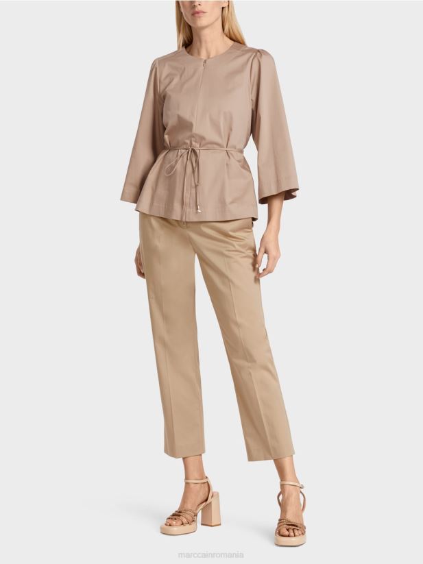 bluză din bumbac cu mâneci lungi Marc Cain nisip adânc îmbrăcăminte 4826HH948