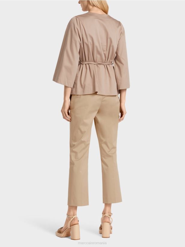 bluză din bumbac cu mâneci lungi Marc Cain nisip adânc îmbrăcăminte 4826HH948