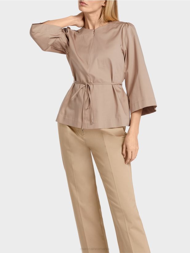 bluză din bumbac cu mâneci lungi Marc Cain nisip adânc îmbrăcăminte 4826HH948