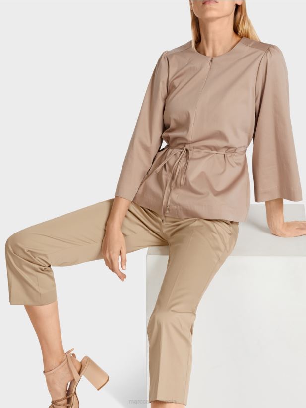 bluză din bumbac cu mâneci lungi Marc Cain nisip adânc îmbrăcăminte 4826HH948