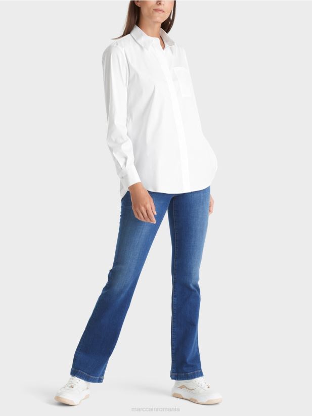 bluză din bumbac elastic Marc Cain alb îmbrăcăminte 4826HH902